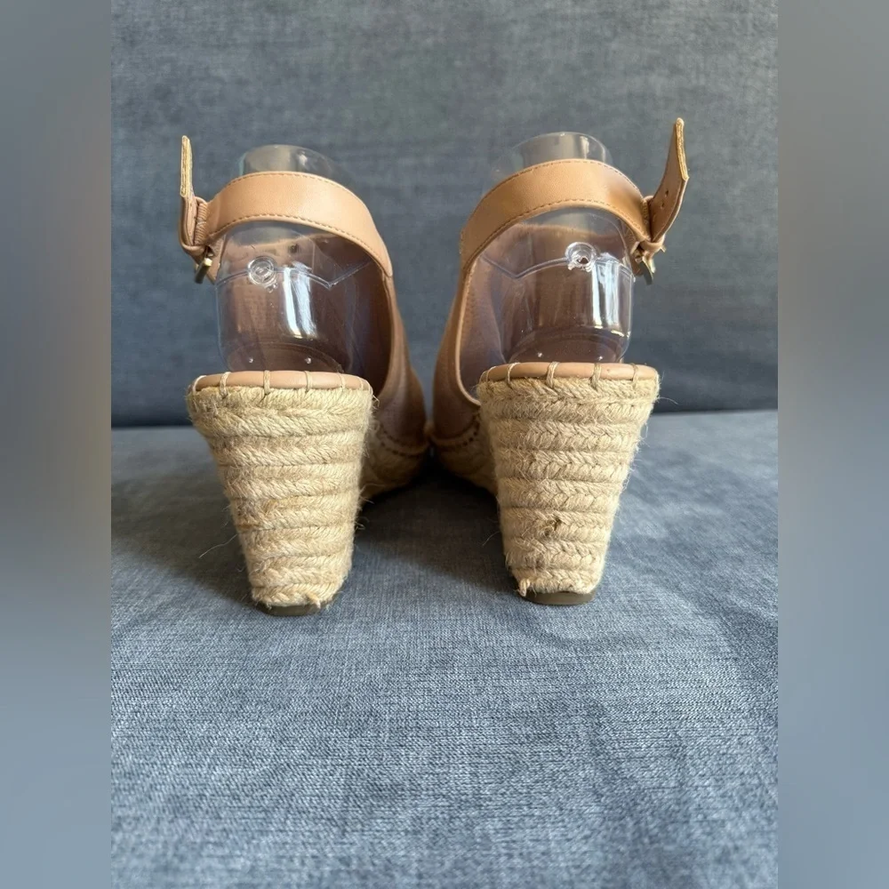 Marc Fisher Studded Wedge Sling Back Espadrilles Sandals SZ 9M Neutral Summer